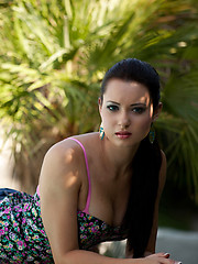 Solo session of Natasha Belle near the pool